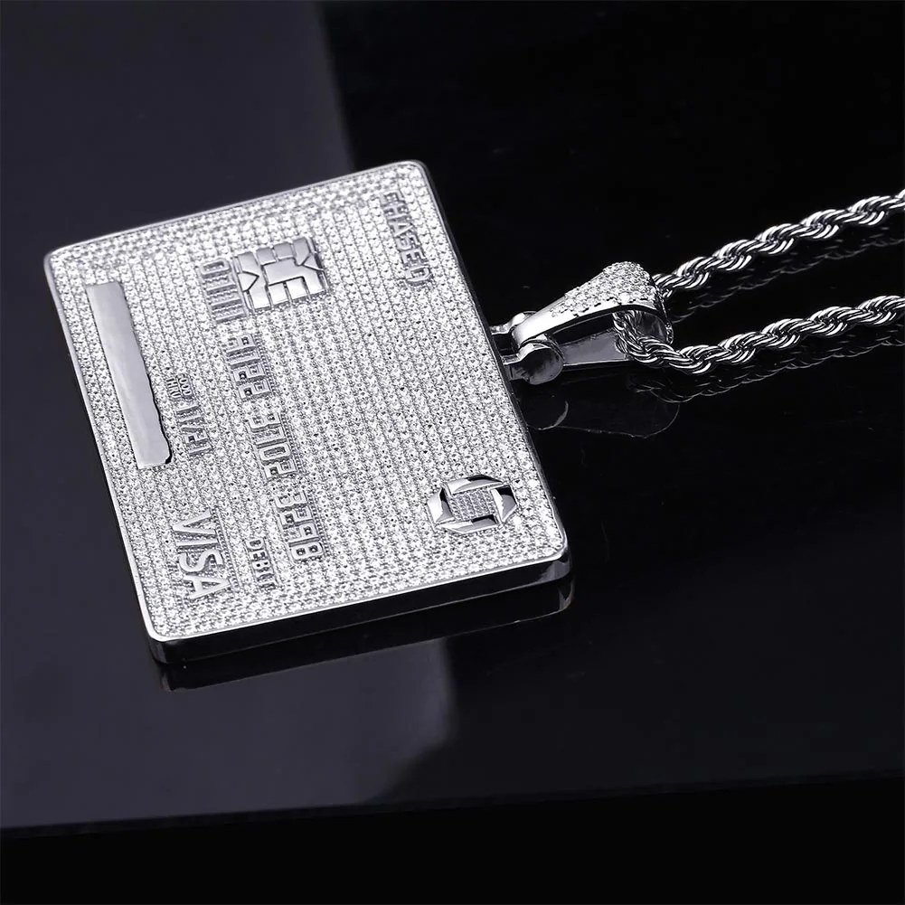 GUCY New Custom Name Credit Card Pendant Necklace With Tennis Chain Gold Silver Color Cubic Zircon Men's Hip hop Jewelry Gifts