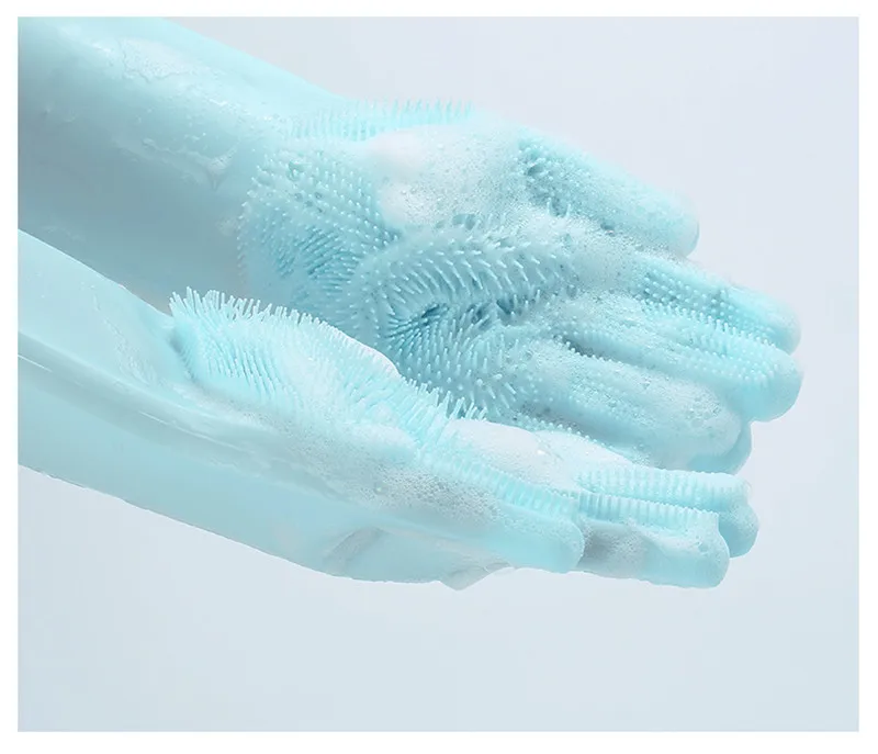 1 шт. Волшебные силиконовые скрубберы резиновые перчатки для очистки пыли | мытье посуды | уход за домашними животными уход за шерстью автомобиля | изолированный кухонный помощник