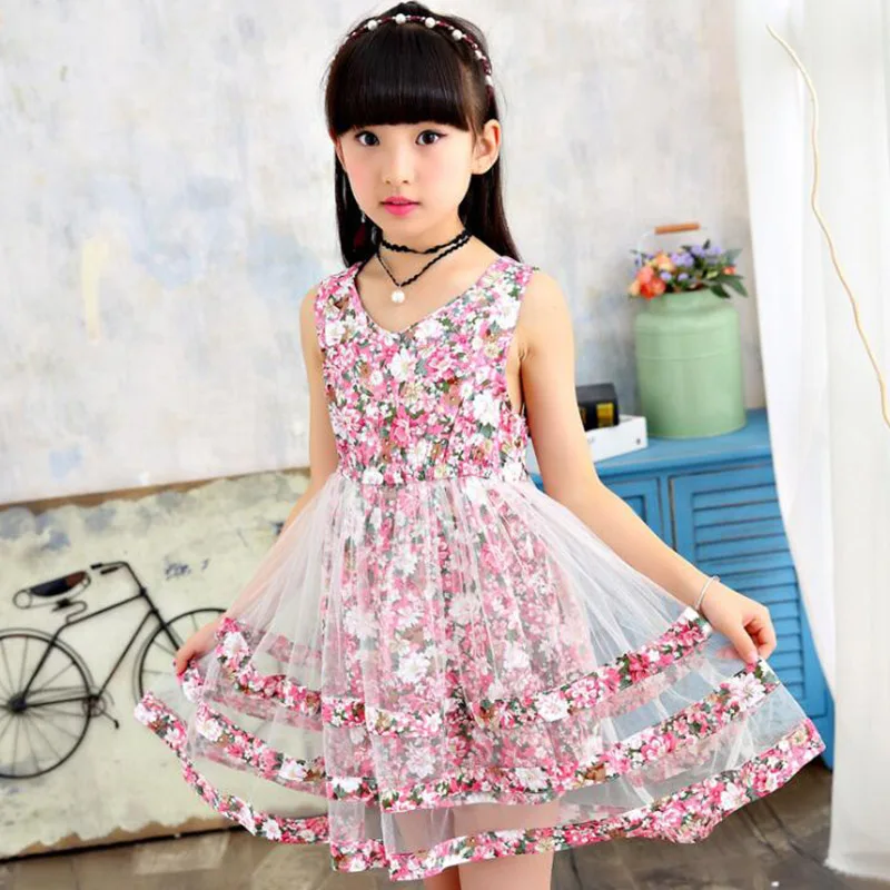 

2019 spring summer girls dress kids mesh feather princess dress for girls pink white dress teenage party girls clothing