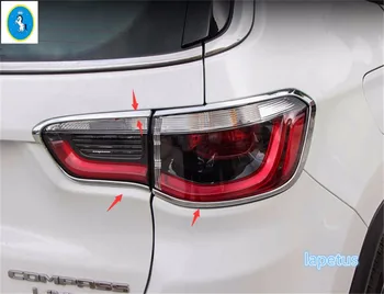 

Yimaautotrims Rear Tail Lights Taillight Lamp Frame Cover Trim 4 Pcs Fit For Jeep Compass 2017 2018 2019 2020 / ABS Chrome