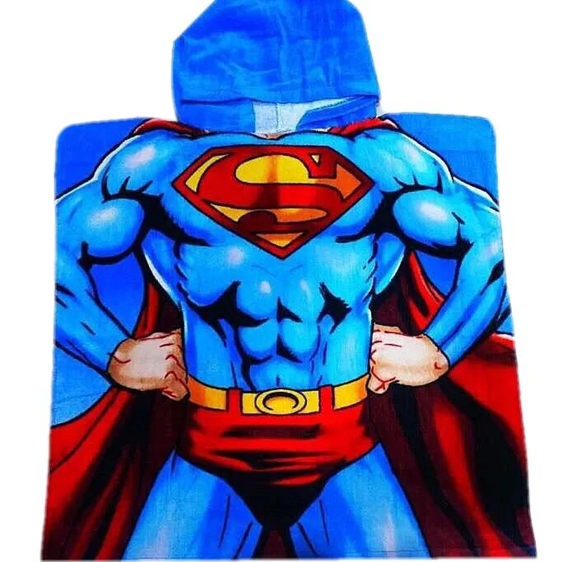 Baby Kids 120*60CM Superman Hooded Towel/Boys Cool Superhero Beach Bath