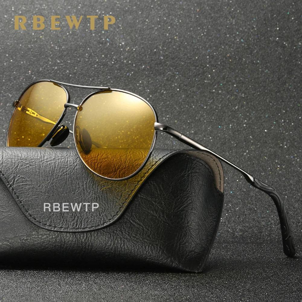 

RBEWTP Retro Vintage Men's Night Vision Sunglasses Polarized Driving Sun Glasses oculos Male Eyewear Accessories For Men/women