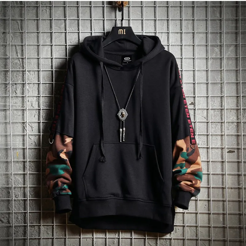 

2019 New Camouflage Men Hoodies Sweatshirts Letter Printed Headwear Hoodie Hip Hop Streetwear Clothing Male Japanese Windbreaker
