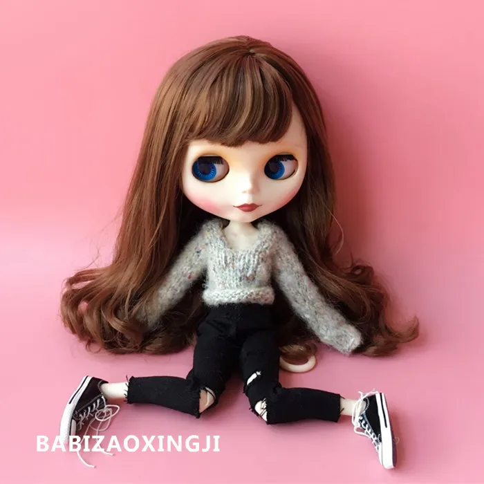 1/6 blyth кукольная одежда Pullip модные кукольные аксессуары свитер+ джинсы с дырками костюм 30 см bjd blyth кукольная одежда для Барби