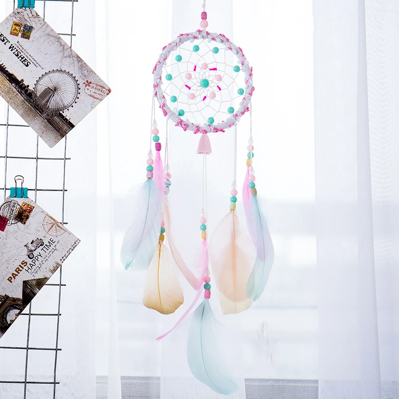 

WCIC 55cm Bohemia Wind Chimes Dreamcatcher Wall Hanging Dream Catcher Handmade Indian Dream Catcher Net with Feathers Craft Gift