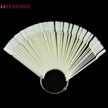 50tips/set Nail Display Chart Natural Color Fan-Shaped Practice Nail Showing Shelf Display For Nail Art Tools monja nail art fan shaped gel polish coloring showing shelf foldable card board set image practice trainning display palette