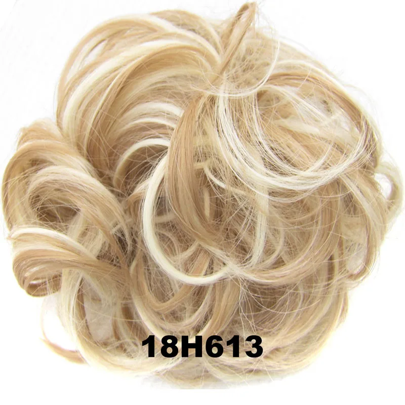 Jeedou эластичные шиньон грязный кудрявый пучок микс серый натуральный шиньон синтетические волосы для наращивания шикарный и модный - Цвет: 18H613