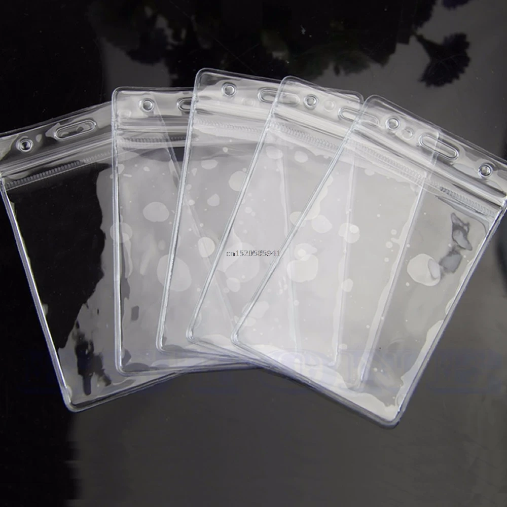 

Convenient Clear PVC Badge Work Exhibition ID Name Waterproof Card Holders 5 Pcs
