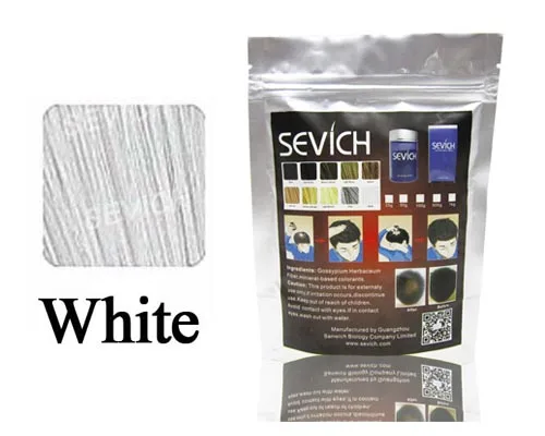 Sevich, 25 г, 10 цветов, волокно для наращивания волос, средство для истончения волос от выпадения, консилер, волокна для волос, мгновенная заправка, порошок - Цвет: white