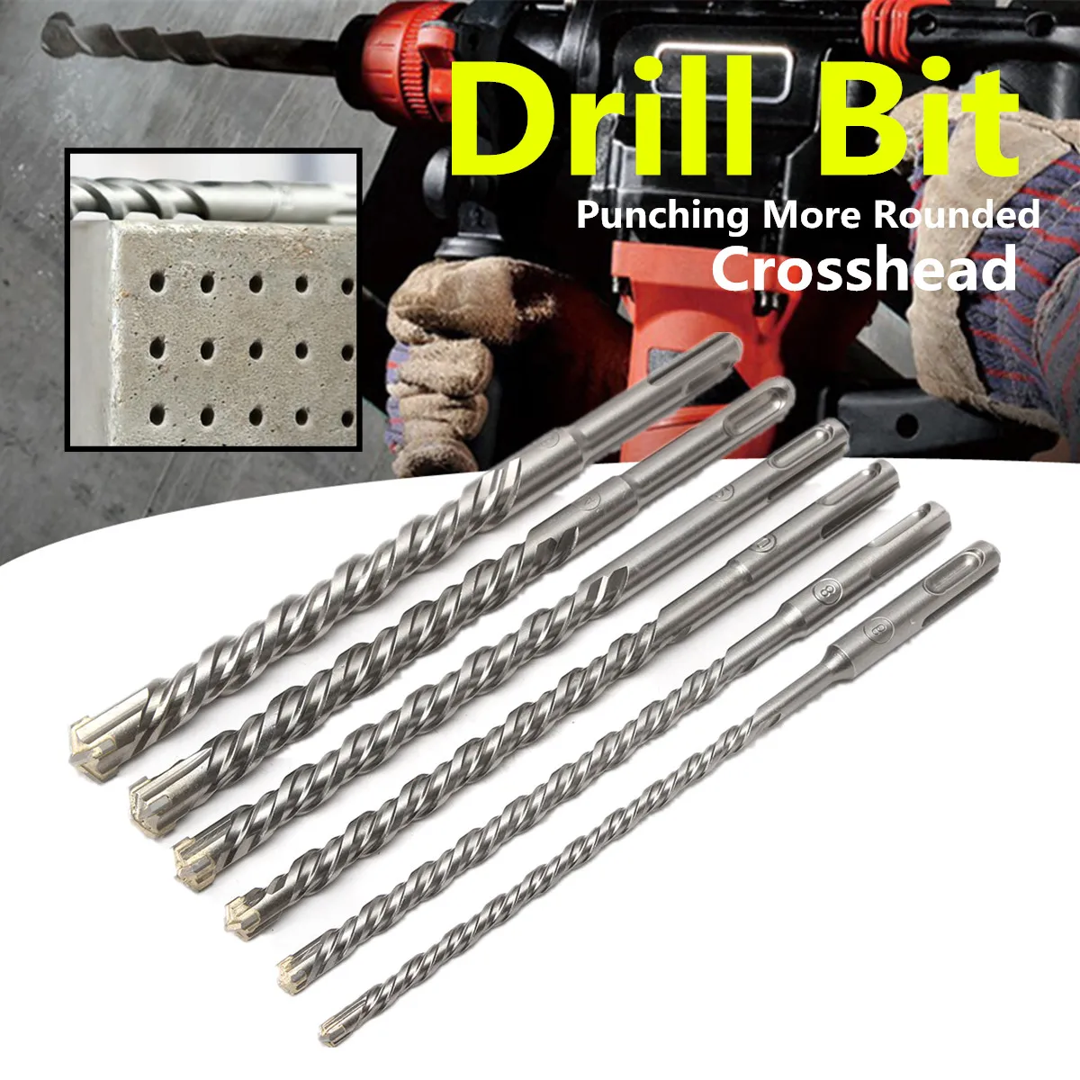 SDS Plus Crosshead Drill Bits Concrete Tungsten Carbide Tip 210mm