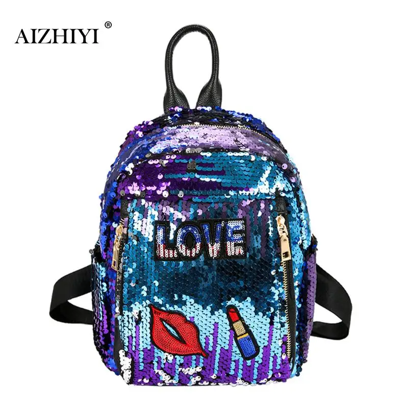 Women Bling Sequins Backpack Fashion Solid School Bags For Teenager Girls Casual Preppy Style Lips Women Backpacks 31x25x9cm Women Bling Sequins Backpack Fashion Solid School Bags For Teenager Girls Casual Preppy Style Lips Women Backpacks 31x25x9cm