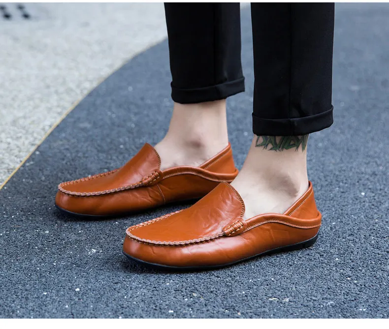 Классическая удобная мужская повседневная обувь без шнуровки, лоферы, мужская обувь, обувь из спилка, мужская обувь на плоской подошве