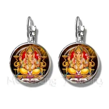Стеклянные Серьги с драгоценными камнями 16 мм Ганеша Будда слон посеребренные серьги гвоздики Handmand классические украшения для женщин девочек