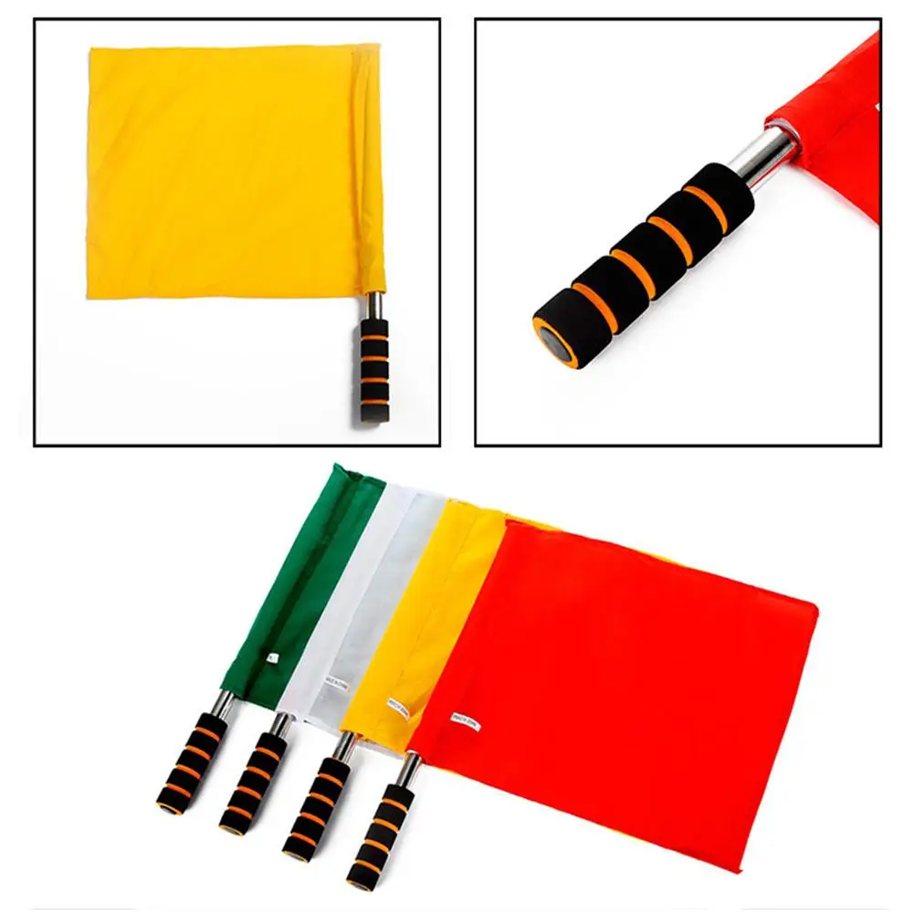 Рефери настольный флаг Твердые Цвет белого и желтого цвета флаг командующего гоночный Футбол матч Спортивное состязание аксессуары