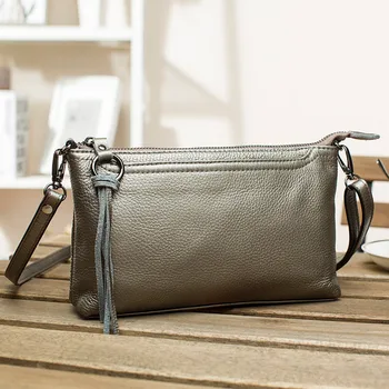 

Cowhide Genuine Leather Women Messenger Bags Tassel Crossbody Bag Female Fashion Shoulder Bags for women Clutch Small Handbags