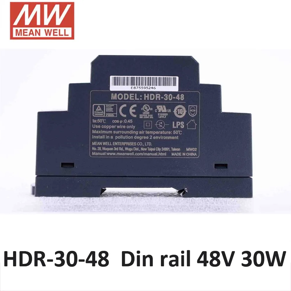 

MEAN WELL HDR-30-48 Mini 0.75A 48V 30W DIN Rail Meanwell Power Supply 86-264VAC input 48VDC 30W DR industrial power supply CE UL