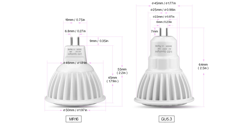 MR16 светодиодный 12V AC/DC 12V Точечный светильник, лампа гу 5,3 MR16 с регулируемой яркостью, GU5.3 COB 110V 220V 3W 5W 7W точечный светильник AC 85 V-265 V Алюминий