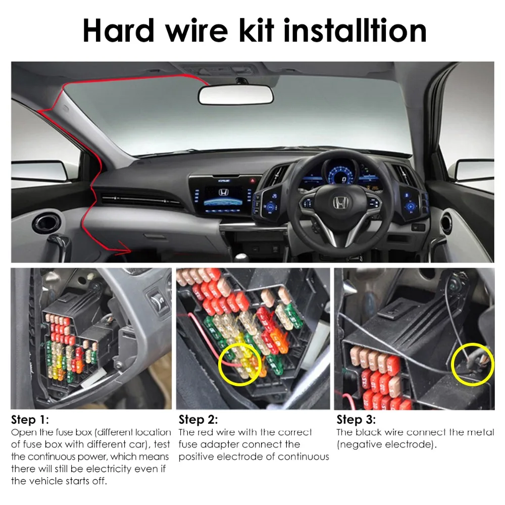 Vantrue Dash Cam Hardwire Kit 12/24V to 5V Mini USB & Circuit Fuse Holders, Low Voltage Protection for N2 Pro/N2/X3/T2/N1 Pro/X1-in Cables, ...