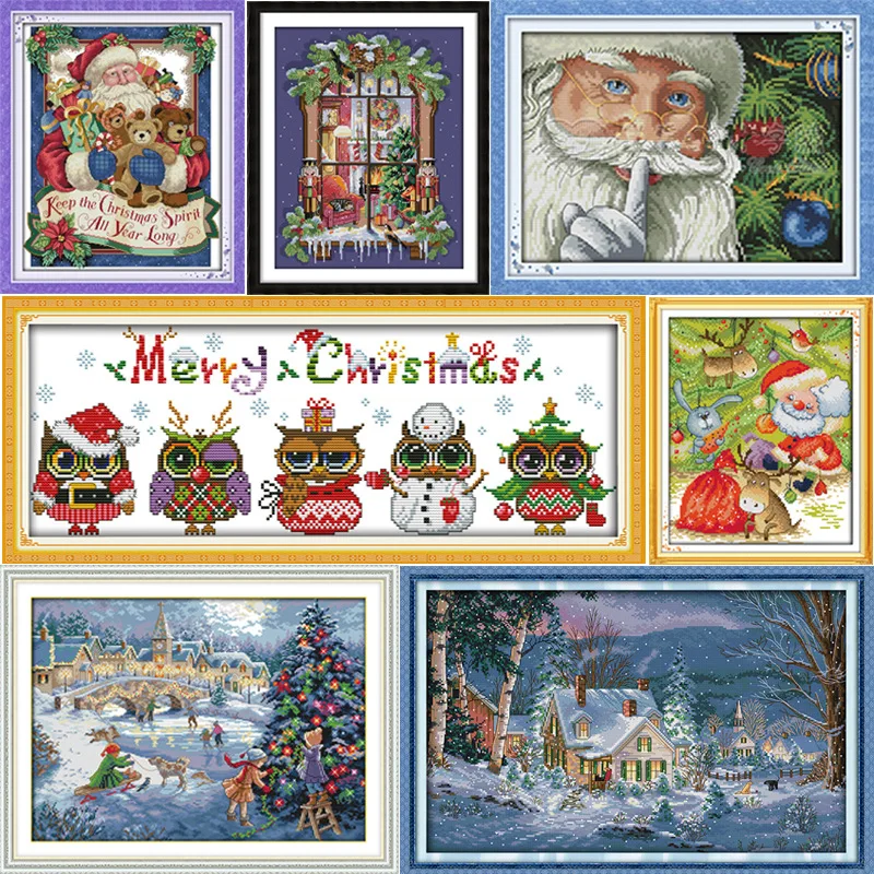 

Joy Sunday Merry Christmas and Santa Claus DMC Counted Chinese Cross Stitch Kits printed Cross-stitch set Embroidery Needlework