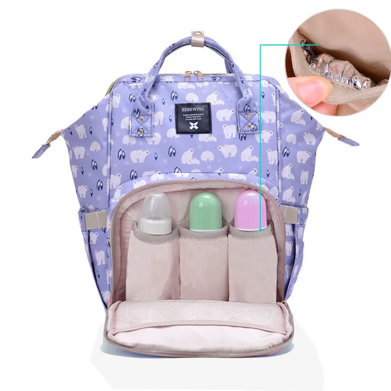 Baby Diaper Bag Maternity Nappy Bag Mummy Travel Backpack Nursing Bag For Baby Stroller Large Capacity Print Wetbag 42X27X21CM (1)