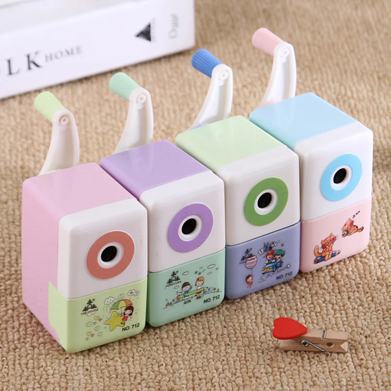 

Cute Kawaii Cartoon Cat Pattern Plastic Hand-cranking Pencil Sharpener For Kids Gift School Supplies Stationery Puntenslijper