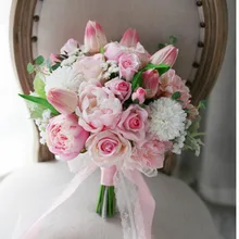 SexeMara Розовый тюльпан ручной работы Пион Искусственные цветы для невесты букет Розовый пион держа цветы подружки невесты розовый пион букет невесты