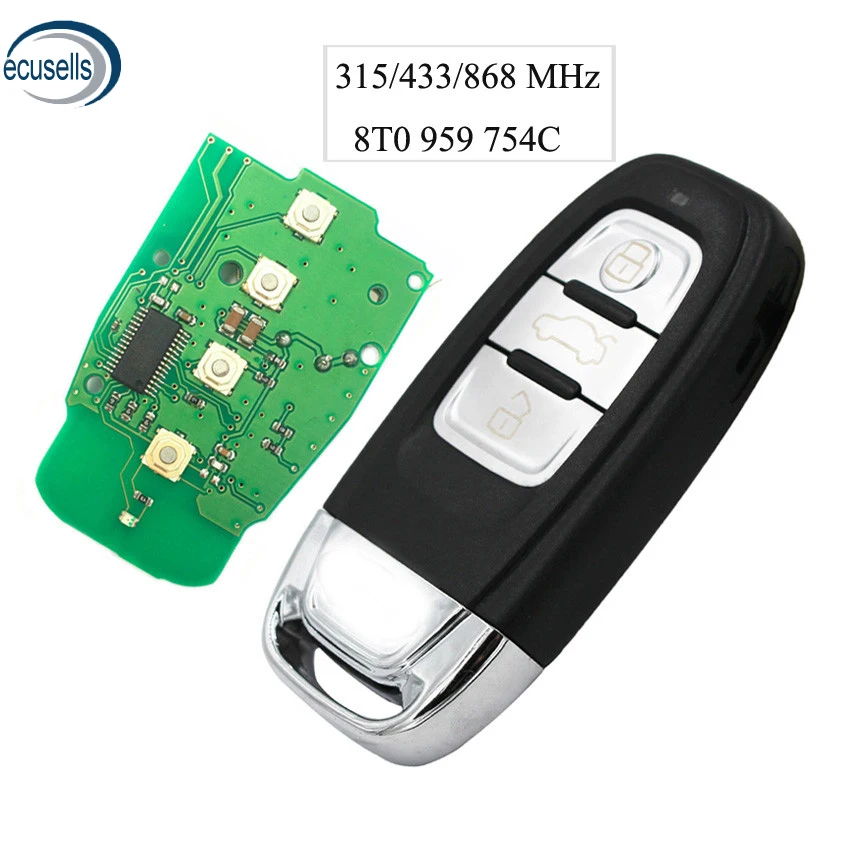 

Smart Remote Key Keyless Entry 3 Button 315/433/868 MHZ 8T0 959 754C For Audi Q5 A4L A5 A6 A7 A8 RS4 RS5 S4 S5