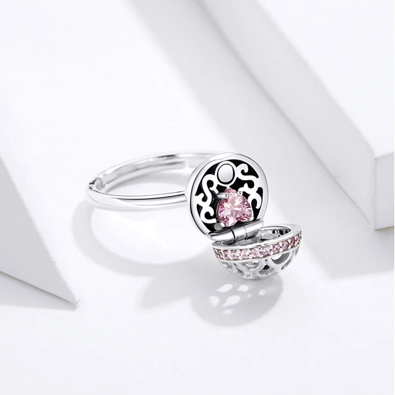 BOSCEN кольцо из стерлингового серебра 925 для женщин подарок на день рождения красочный Циркон драгоценный камень элегантные роскошные ювелирные изделия розовая в виде сердца