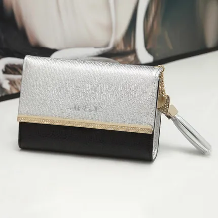 Suoai подлинный кожаный бумажник женщины длинный кошелек леди мода кошельки долларовых цен - Цвет: Silver And Black