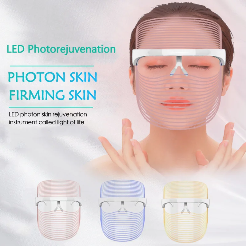 

Facial SPA Treatment LED Beauty Device Anti Acne Wrinkle Removal 3 Color Light Therapy Face Mask Beauty Instrument maquiagem