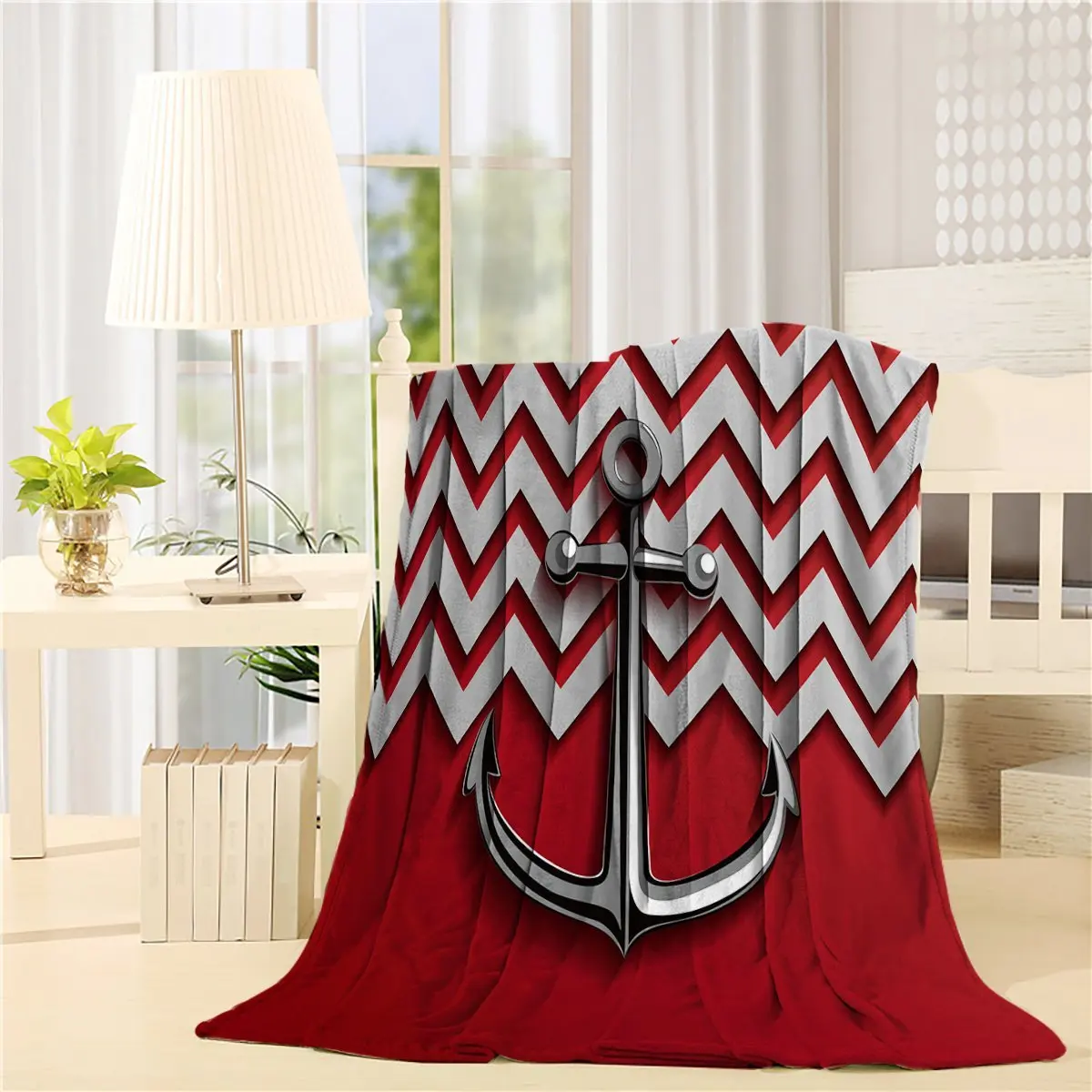 Buy Blanket Red Stripes Wave Polished Metal Anchor