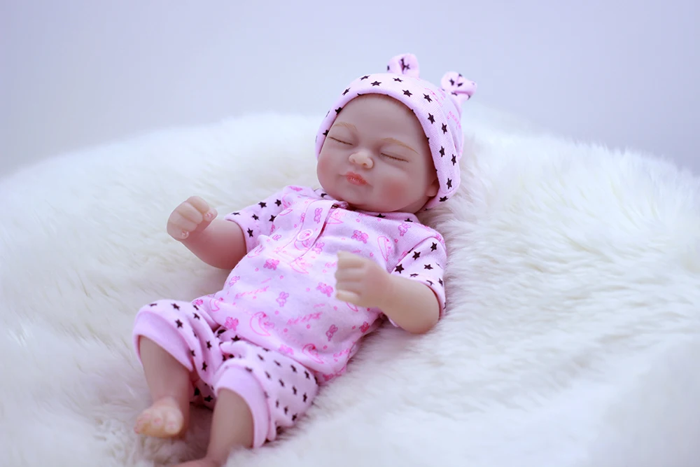 

Pursue Baby Cute Washable Full Body Silicone Vinyl Real Life Reborn Baby Girl Doll with Hair Lifelike Newborn Baby Preemie Doll