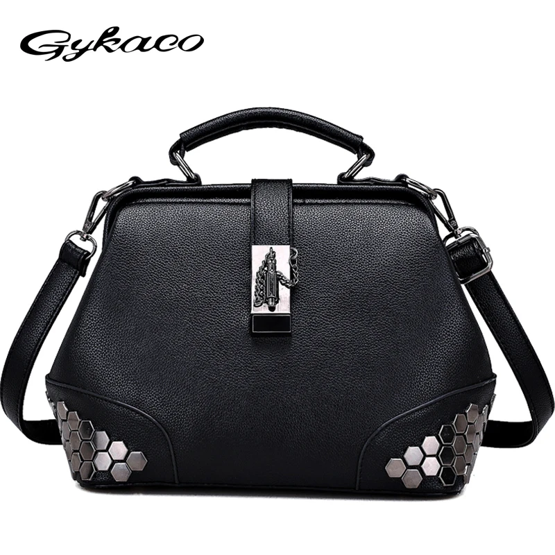 

Gykaeo Luxury Handbags Women Bags Designer Doctor Tote Bag Ladies Fashion Shoulder Bags For Women Rivet Shopping Messenger Bag