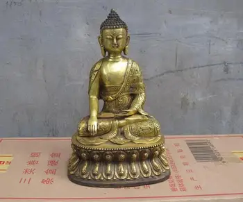 

11"Tibet Temple Bronze Gild Buddhism Eight treasures Tathagata Buddha Statue