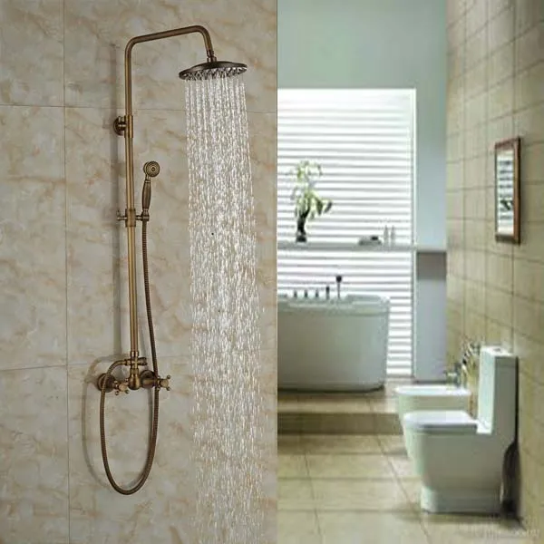 Luxury Bathroom Wall Mounted Shower Faucet Set Wall Mount Brass 8