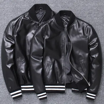 

Casual Fashion Lovers Sheepskin Leather Jackets Genuine Leather Coat Couples Women and Man Real Leather Coat 4XL Large Size A801