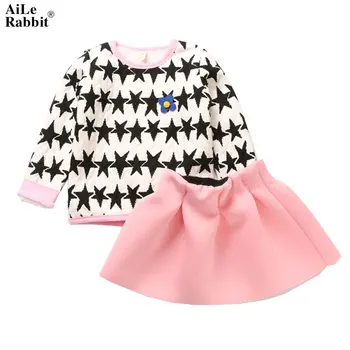 

Children's Clothing Autumn and Winter New Temperament Sweater Coat Short Skirt Thick Plus Cashmere Suit Girl Suit k1