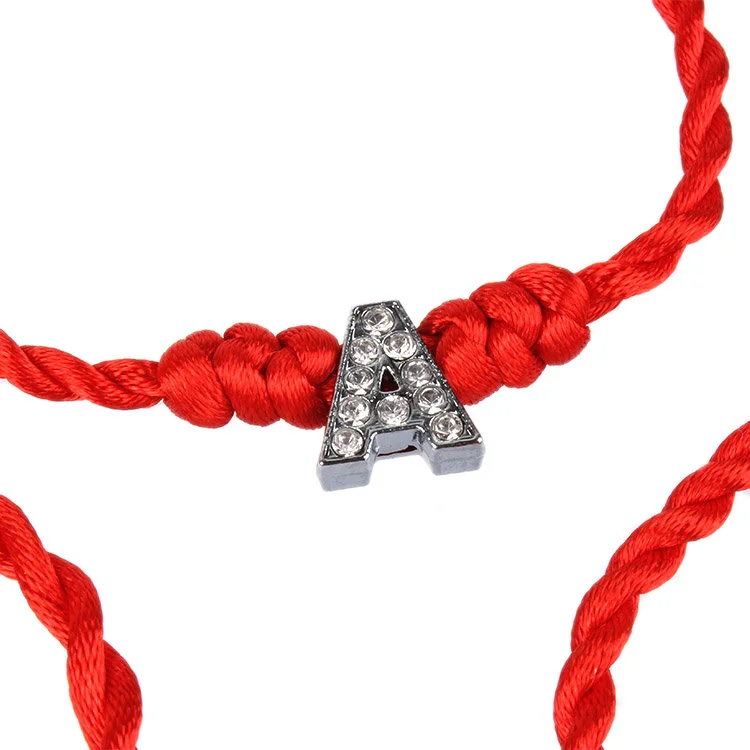 

New Women Bracelet Crystal Letters Charms with Red Rope Lucky Bracelets for Women Cord String Line Handmade Jewelry For Couple