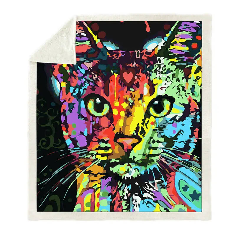 

Sofa Cushion Yoga Mat Blanket Picnic Back To School Blanket Thick Double-layer Plush Animal Cat Lion 3d Print Carry Blanket