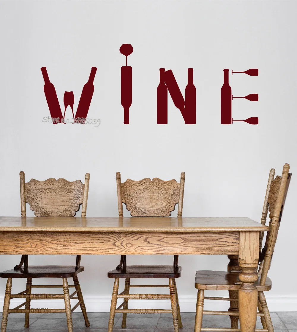 Wine Bottle Vinyl Art Wall Decal Bar Alcohol Restaurant Stickers