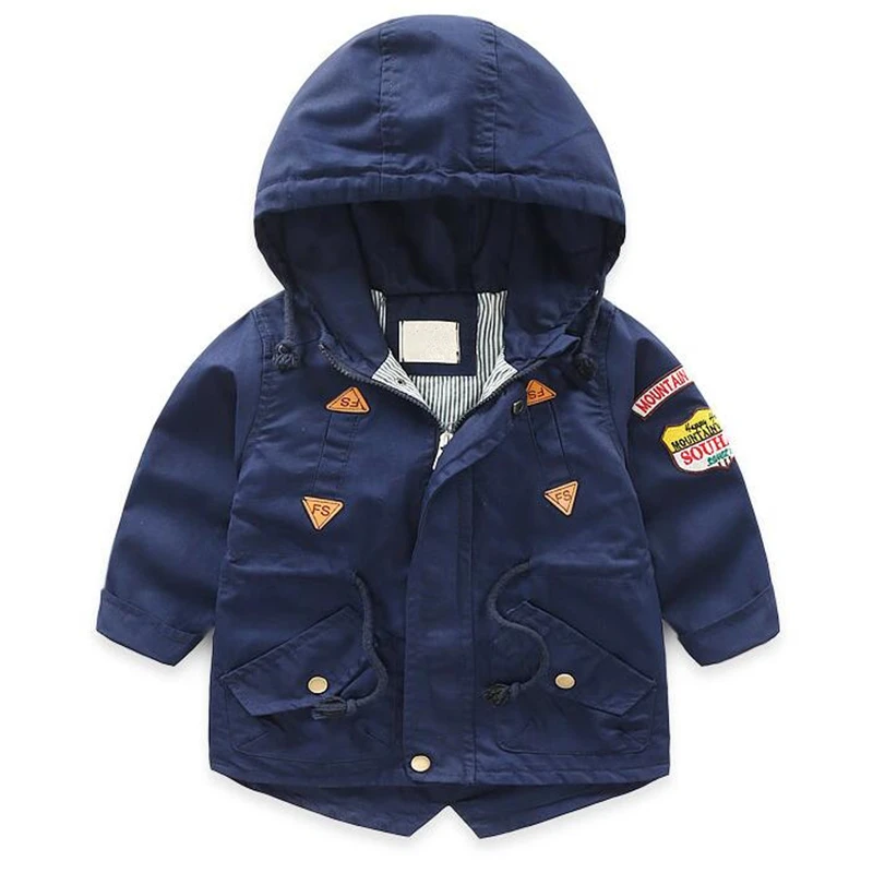 

LILIGIRL Kids Boys Spring Canvas Long-Jackets Windbreaker 2019 Baby Hooded Tops Clothes for Children Badge Letter Coats Outwear
