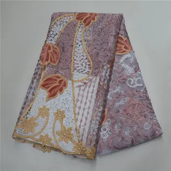 

Newest African French Net Lace Fabric 2019 Beautiful Stones Lace Fabric Embroidery Mesh Velvet Tulle Lace Fabric -LP30