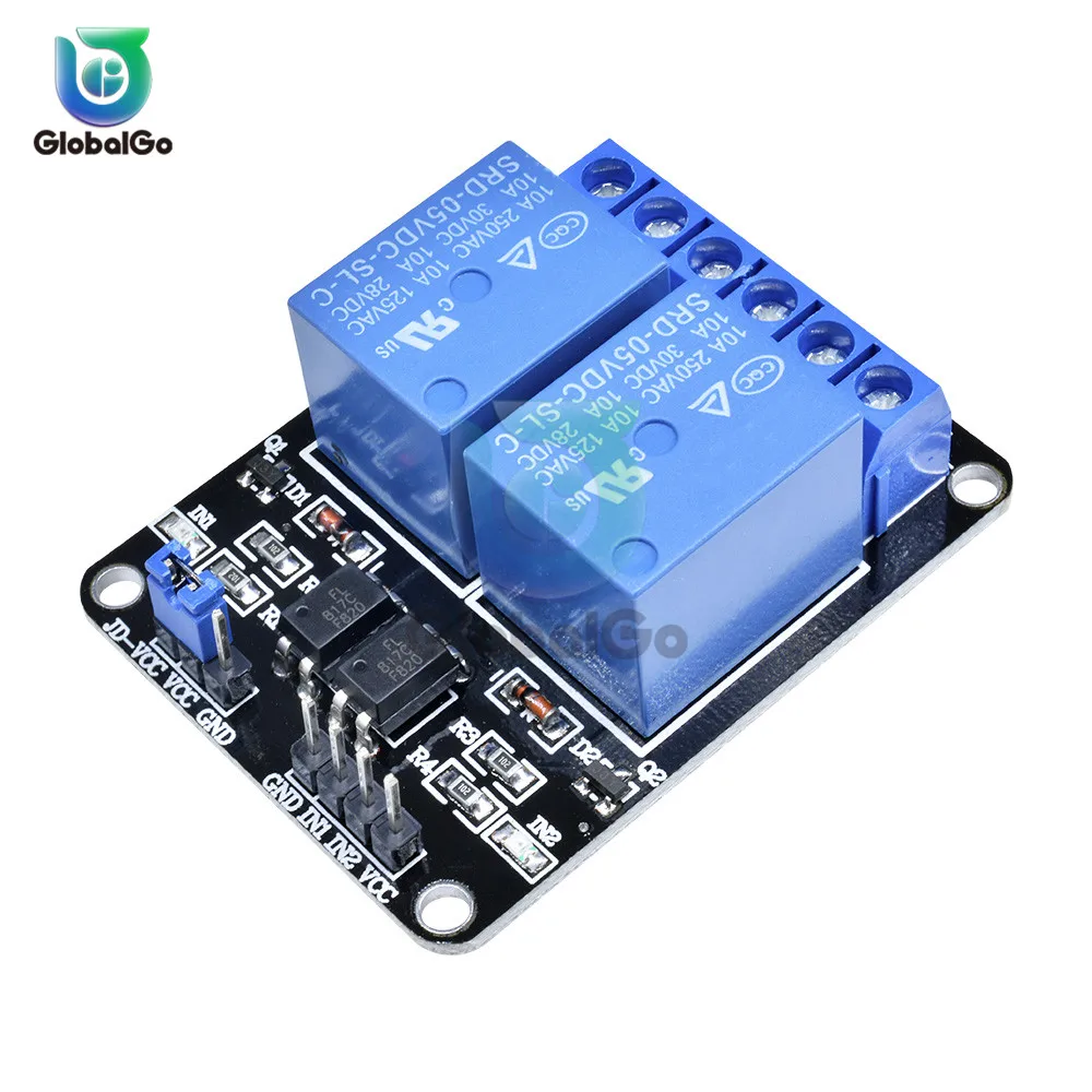 

5V 2 Channel Relay Module Low Level Triggered 2 Way Relay Module with Optocoupler Expansion Board for Arduino
