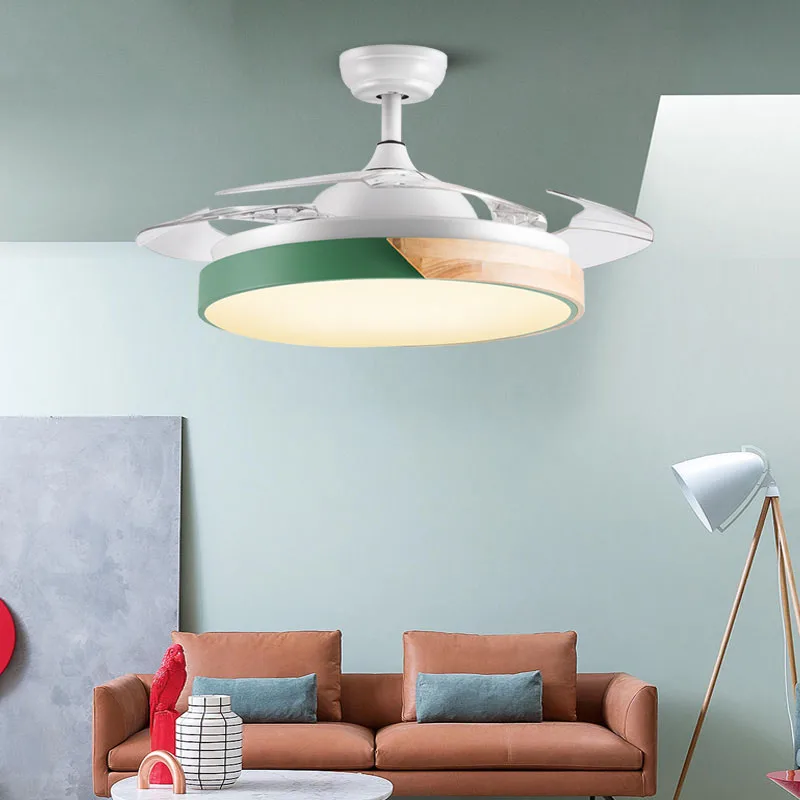 Современные потолочные вентиляторы с подсветкой для гостиной, 42 дюйма, пульт дистанционного управления, потолочный вентилятор, лампа из твердой древесины, светодиодный вентилятор