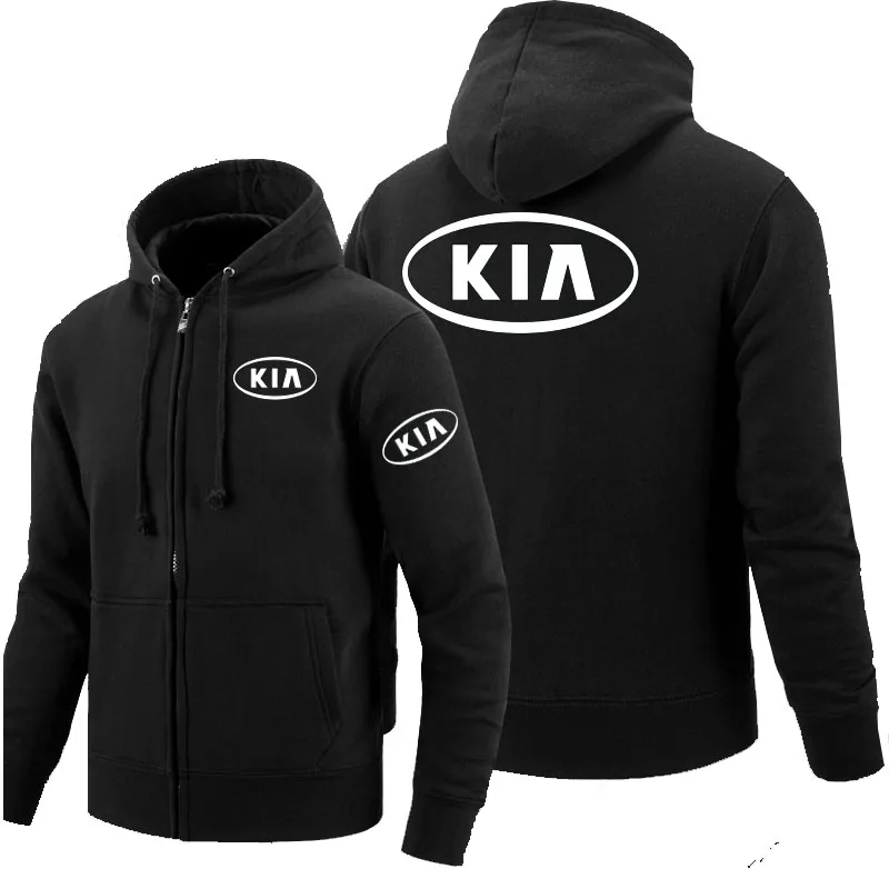 Толстовки с капюшоном на молнии логотип Kia напечатанная толстовка из флиса с длинным рукавом мужская куртка на молнии Толстовка