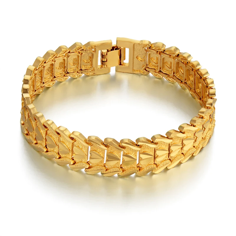 19 см звено цепи браслет золотой цвет массивный браслет 15 мм широкий сердце Мужская цепь женский звено браслеты