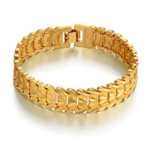 19 см звено цепи браслет золотой цвет массивный браслет 15 мм широкий сердце Мужская цепь женский звено браслеты