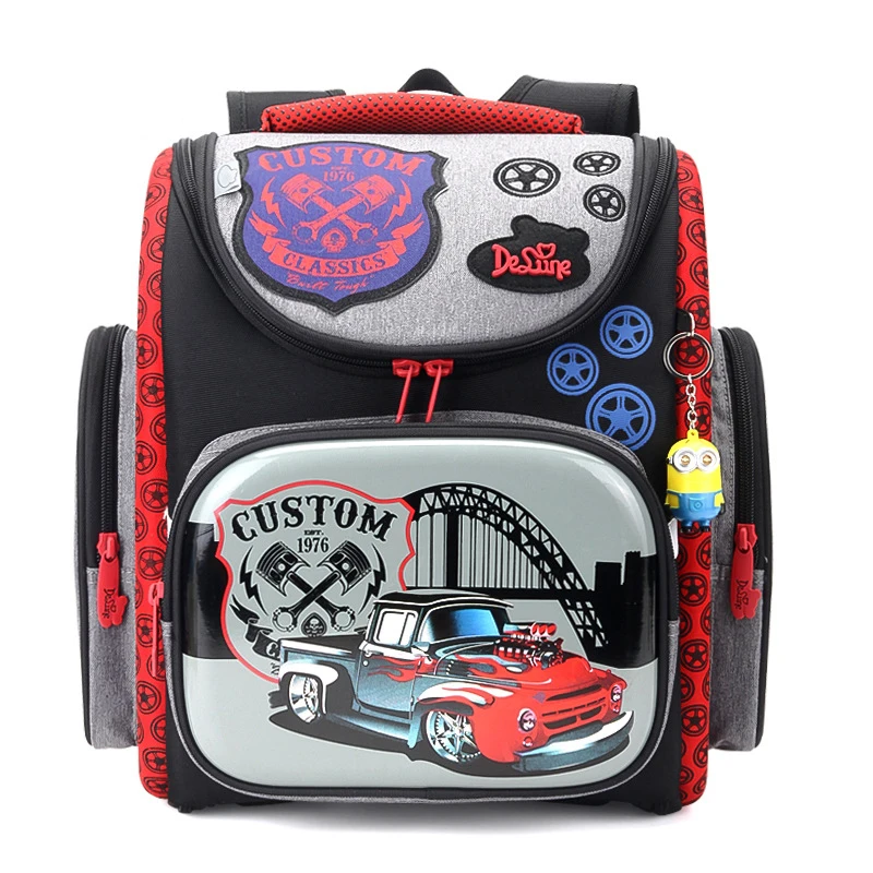 

New Fashion Racing Car Print School Bags for Boys Waterproof Orthopedic Backpacks Mochila Escolar School Portfolio Kids Satchel