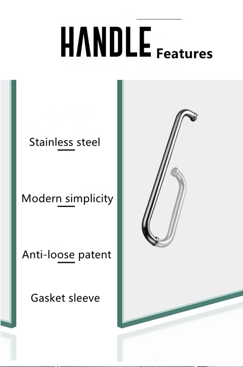 Раздвижная дверная ручка из нержавеющей стали для душевой комнаты, ванная комната, Раздвижная стеклянная дверная ручка, раздвижная дверная ручка, тип L