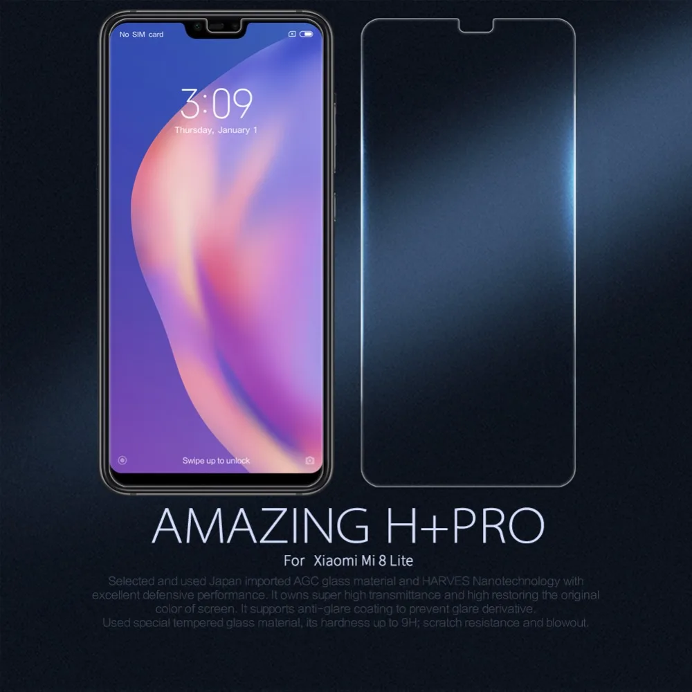 Для Xiaomi Mi 8 Lite screen protector Nillkin Стекло пленка против взрывов Закаленное для M8